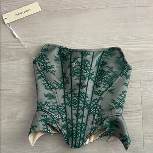 Perfect Corset Green Lace Overlay Corset Top